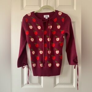 Unique Vintage Burgundy & Apple Print Sweater